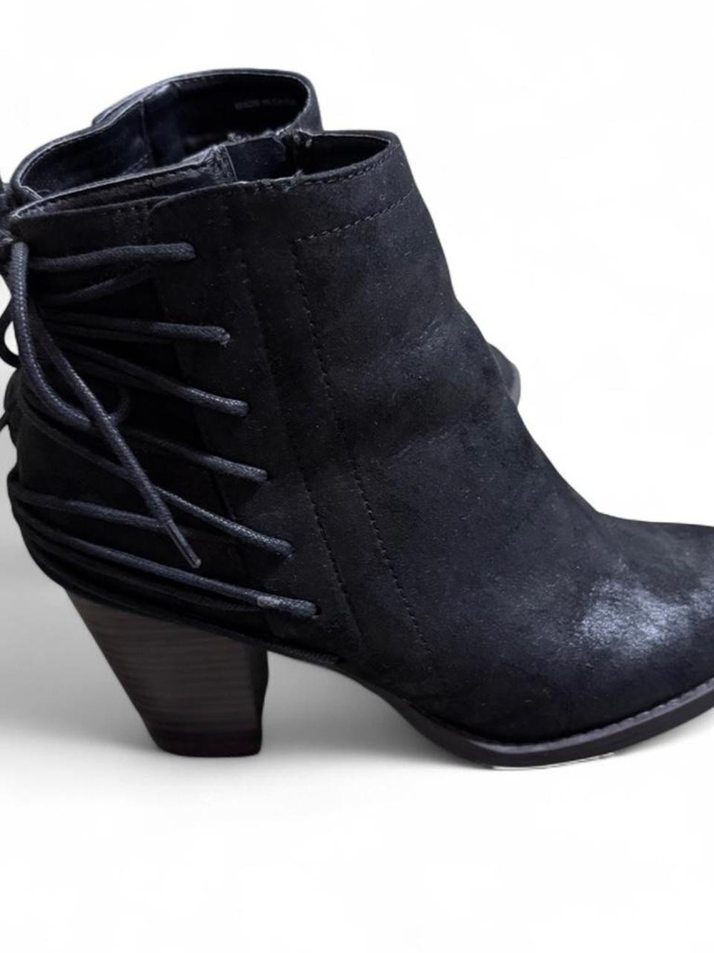 Madden Girl Black Suede Lace-Back Ankle Booties Size 8.5